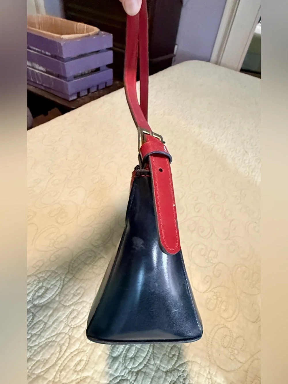 kate spade black and red leather Y2K small shoulder bag Women’s purse